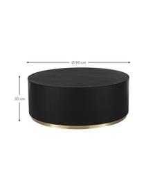 Runder XL-Couchtisch Clarice, Korpus: Mitteldichte Holzfaserpla, Fuß: Metall, beschichtet, Schwarz, Goldfarben, Ø 90 cm