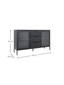 Komoda Dalby, Stelaż: stal malowana proszkowo, Czarny, S 140 x W 85 cm