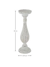 Candelabro in legno Dinah, Pannello di fibra a media densità (MDF) rivestito, Bianco latteo, marrone, Ø 11 x Alt. 34 cm