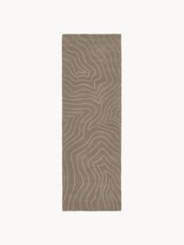 Wollläufer Aaron, handgetuftet, Flor: 100 % Wolle, Taupe, B 80 x L 250 cm