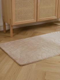 Wollläufer Aaron, handgetuftet, Flor: 100 % Wolle, Taupe, B 80 x L 250 cm