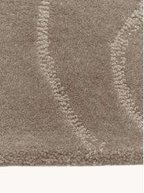 Wollläufer Aaron, handgetuftet, Flor: 100 % Wolle, Taupe, B 80 x L 250 cm