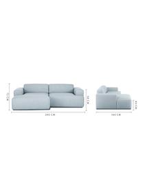 Ecksofa Melva (3-Sitzer), Bezug: Polyester Der hochwertige, Gestell: Massives Kiefernholz, Spa, Füße: Kiefernholz, Webstoff Blaugrau, B 240 x T 144 cm