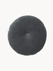Lesklý kulatý sametový polštář Monet, s výplní, Tmavě šedá, Ø 40 cm