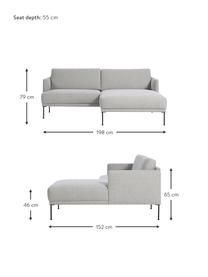 Kleines Ecksofa Fluente, Bezug: 100 % Polyester Der strap, Gestell: Massives Kiefernholz, FSC, Webstoff Hellgrau, B 198 x T 152 cm, Eckteil rechts