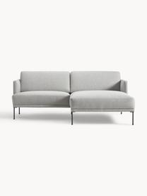 Kleines Ecksofa Fluente, Bezug: 100 % Polyester Der strap, Gestell: Massives Kiefernholz, Bir, Füße: Metall, pulverbeschichtet, Webstoff Hellgrau, B 198 x T 152 cm, Eckteil rechts