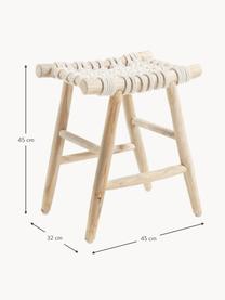 Stołek Edgard, Nogi: drewno tekowe, naturalne, Drewno tekowe, złamana biel, S 45 x H 45 cm