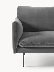 Samt-Sofa Moby (2-Sitzer), Bezug: Samt (Hochwertiger Polyes, Gestell: Massives Kiefernholz, Füße: Metall, pulverbeschichtet, Samt Grau, B 170 x T 95 cm