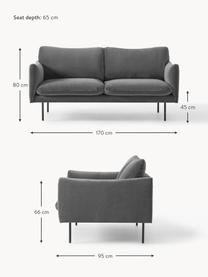 Samt-Sofa Moby (2-Sitzer), Bezug: Samt (Hochwertiger Polyes, Gestell: Massives Kiefernholz, Samt Grau, B 170 x T 95 cm