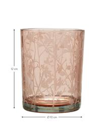 Sada svícnů na čajové svíčky Flowery, 2 díly, Sklo s potiskem, Růžová, Ø 10 cm