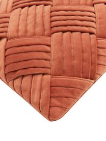 Housse de coussin rectangulaire velours terracotta Sina, Velours (100 % coton), Rouge, larg. 30 x long. 50 cm