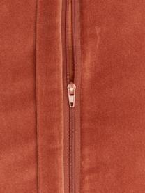 Fluwelen kussenhoes Sina in roodbruin met structuurpatroon, Fluweel (100% katoen), Rood, B 30 x L 50 cm