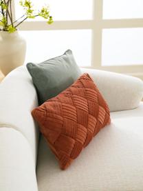 Housse de coussin rectangulaire velours terracotta Sina, Velours (100 % coton), Rouge, larg. 30 x long. 50 cm