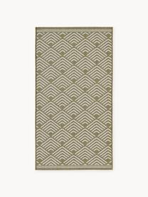 Tapis d'extérieur à poils ras Milano, Vert olive, blanc, larg. 80 x long. 150 cm (taille XS)