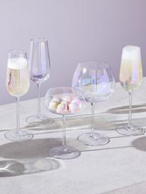 Copas pompadour de champán de vidrio soplado artesanalmente Pearl, 4 uds., Vidrio, Transparente iridiscente, Ø 11 x Al 16 cm, 300 ml