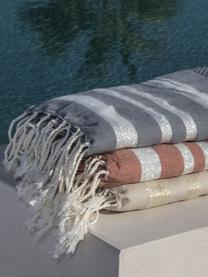 Fouta z lurexu Hamptons, Terakota, odcienie srebrnego, S 100 x D 200 cm