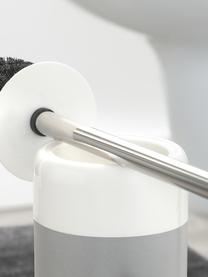 Brosse pour WC avec récipient en porcelaine Sphere, Porte-brosse : gris clair, blanc Brosse pour WC : acier inoxydable, Ø 10 x haut. 38 cm