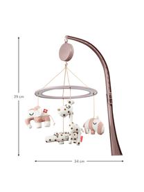 Muziekmobiel Sleepy, Bekleding: 100% katoen, Houder: metaal, kunststof (ABS, P, Roze, B 34 x L 39 cm