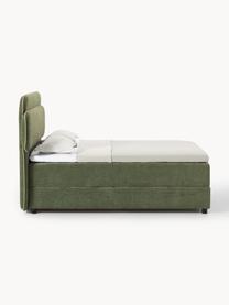 Boxspringbett Enrica mit Stauraum, Bezug: 100 % Polyester Der strap, Matratze: 7-Zonen-Taschenfederkern, Webstoff Dunkelgrün, B 140 x L 200 cm, Härtegrad H2