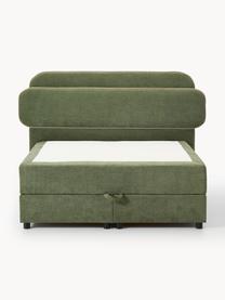 Boxspringbett Enrica mit Stauraum, Bezug: 100 % Polyester Der strap, Matratze: 7-Zonen-Taschenfederkern, Webstoff Dunkelgrün, B 140 x L 200 cm, Härtegrad H2