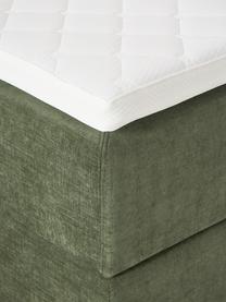 Boxspringbett Enrica mit Stauraum, Bezug: 100 % Polyester Der strap, Matratze: 7-Zonen-Taschenfederkern, Webstoff Dunkelgrün, B 140 x L 200 cm, Härtegrad H2