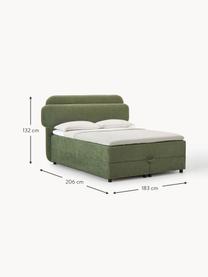 Boxspringbett Enrica mit Stauraum, Bezug: 100 % Polyester Der strap, Matratze: 7-Zonen-Taschenfederkern, Webstoff Dunkelgrün, B 140 x L 200 cm, Härtegrad H2