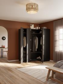 Armoire d'angle modulaire Simone, larg. 165 cm, plusieurs variantes, Aspect bois de noyer, noir, Premium Interior : larg. 165 x haut. 236 cm, avec module d'angle