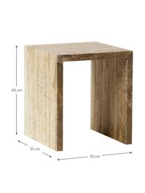 Tavolino design minimalista Travertin, Travertino, Beige, Larg. 35 x Prof. 35 cm