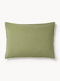 Funda de almohada de percal lavado Debbie, Verde oliva, An 45 x L 110 cm