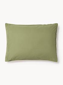 Taie d'oreiller en percale de coton Debbie, Vert olive, larg. 50 x long. 70 cm