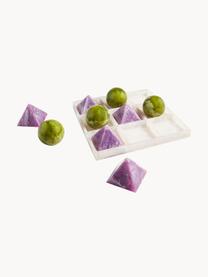 Handgefertigtes Tic-Tac-Toe Spiel Mustique, Polyacryl, poliert, Lavendel, Olivgrün, Off White, Marmor-Optik, B 28 x H 7 cm