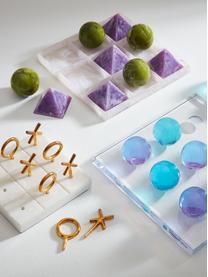 Handgefertigtes Tic-Tac-Toe Spiel Mustique, Polyacryl, poliert, Lavendel, Olivgrün, Off White, Marmor-Optik, B 28 x H 7 cm