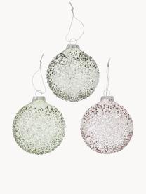 Kerstballen Hedda, set van 12, Gelakt glas, Transparant, beige, groen, Ø 8 x H 8 cm