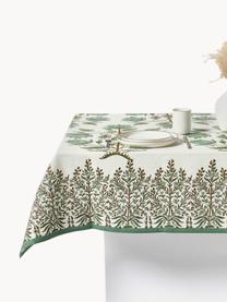 Katoenen tafelkleed Flora met bloemmotief, 100% katoen, Olijfgroen, bruin, gebroken wit, 8-10 personen (B 170 x L 300 cm)