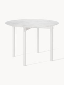 Okrągły stół do jadalni Mavi, Ø 110 cm, Blat: ceramika, Nogi: metal malowany proszkowo, Biały, Ø 110 cm