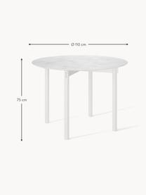 Mesa de comedor redonda Mavi, Ø 110 cm, Tablero: cerámica, Patas: metal con pintura en polv, Blanco, Ø 110 cm