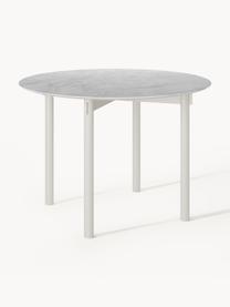 Mesa de comedor redonda Mavi, Ø 110 cm, Tablero: cerámica, Patas: metal con pintura en polv, Blanco, Ø 110 cm