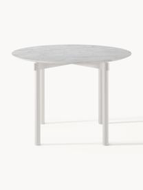 Okrągły stół do jadalni Mavi, Ø 110 cm, Blat: ceramika, Nogi: metal malowany proszkowo, Biały, Ø 110 cm
