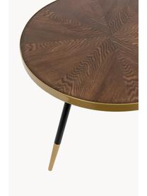 Ronde houten salontafel Denise, Tafelblad: MDF met essenhoutfineer, Donker hout, goudkleurig, Ø 61 cm