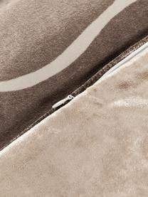 Housse de coussin en velours Seraphina, Velours (51 % coton, 49 % viscose), Taupe, blanc, larg. 30 x long. 50 cm