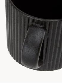 Tazas de café mates con relieves Neri, 2 uds., Gres
Con estructura de surcos y superficie ligeramente rugosa, Negro mate, Ø 9 x Al 9 cm, 350 ml