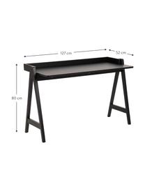 Scrivania Miso, Pannello di fibra a media densità (MDF) verniciato, Legno dell'albero della gomma, Larg. 127 x Prof. 52 cm