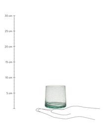 Ručne fúkaný pohár na vodu so vzduchovými bublinkami Lorea, 6 ks, Sklo, Zelená, Ø 7 x V 8 cm, 200 ml