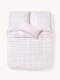 Funda nórdica doble cara de algodón a cuadros Enna, Blanco, rosa, Cama 150/160 cm (240 x 220 cm)