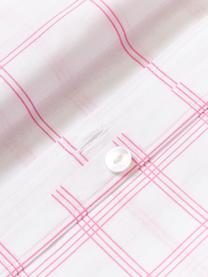 Housse de couette réversible en coton à carreaux Enna, Blanc, rose, larg. 240 x long. 220 cm