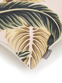 Kussen Elegant Feather, met vulling, 100% katoen, Beige, groen, goudgeel, 30 x 50 cm