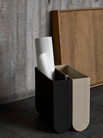 Handgefertigte Aufbewahrungsbox Curved, Bezug: 100 % Baumwolle, Korpus: Pappe, Schwarz, B 12 x H 33 cm