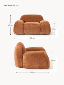 Loungefauteuil Wolke van teddy-bouclé, Bekleding: teddy-bouclé (100% polyes, Poten: kunststof Dit product is , Teddy-bouclé terracotta, B 138 x D 105 cm