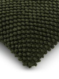 Federa arredo con superfice strutturata in cotone verde scuro Indi, 100% cotone, Verde scuro, Larg. 30 x Lung. 50 cm