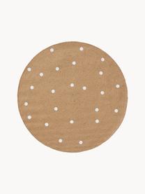 Tapis rond pour enfant tissé à la main Pippa, 100 % jute, Brun clair, blanc, Ø 115 cm (taille S)